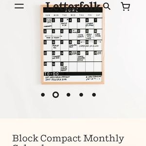 Letterfolk Block Compact Monthly Calendar - BRAND NEW (with small crack)